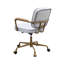 Chaise de bureau en cuir blanc antique - coussin épais et stable de 3 po, pivotant à 360 degrés, hauteur réglable, + gris, coussin optionnel, densité de la mousse D6,5, fabrication du siège
