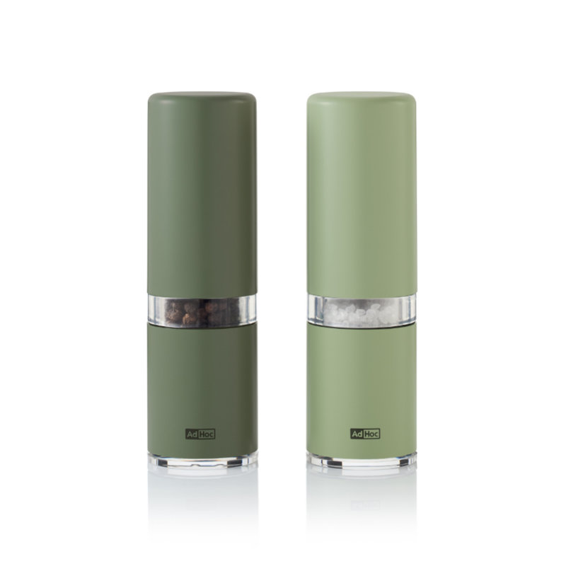 AdHoc Stainless Steel Pepper and Salt Mill Set, Dark/Light Green