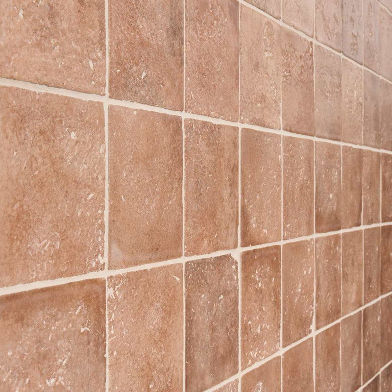Navari 5X5 Textured Matte Ceramic Tile, Teracotta
