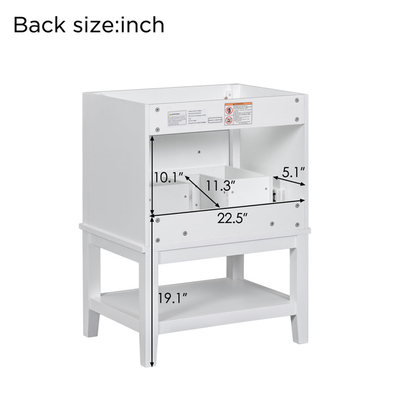White Solid Wood Freestanding Bathroom Vanity with Ceramic Sink