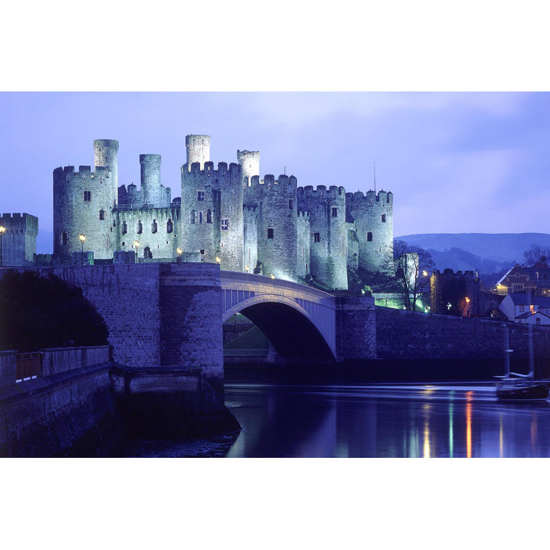 LED Lighted Conwy Castle in Wales Scene Canvas Wall Art 15.75" x 23.5"