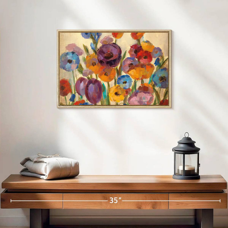 Garden Hues I, 19 po x 13 po, Cadre flottant en bois naturel