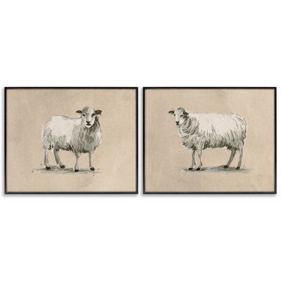 «Beige Sheep Portrait», ensemble de 2 estampes numériques par June Erica Vess