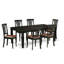 Ensemble de table et de chaises de cuisine 7 pièces comprenant une table rectangulaire en bois avec feuille papillon et 6 chaises de salle à manger en similicuir, 42 po x 84 po, noir-122809250-122809253