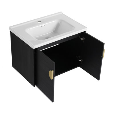 Meuble-lavabo à fermeture en douceur 28 po avec lavabo, pour petite salle de bain (emballage KD)