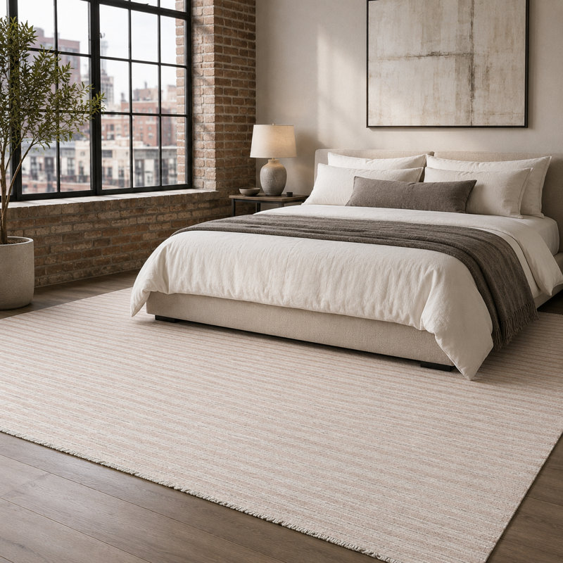 Abstract Cotton and Chenille Flatweave Area Rug, 200 cm round