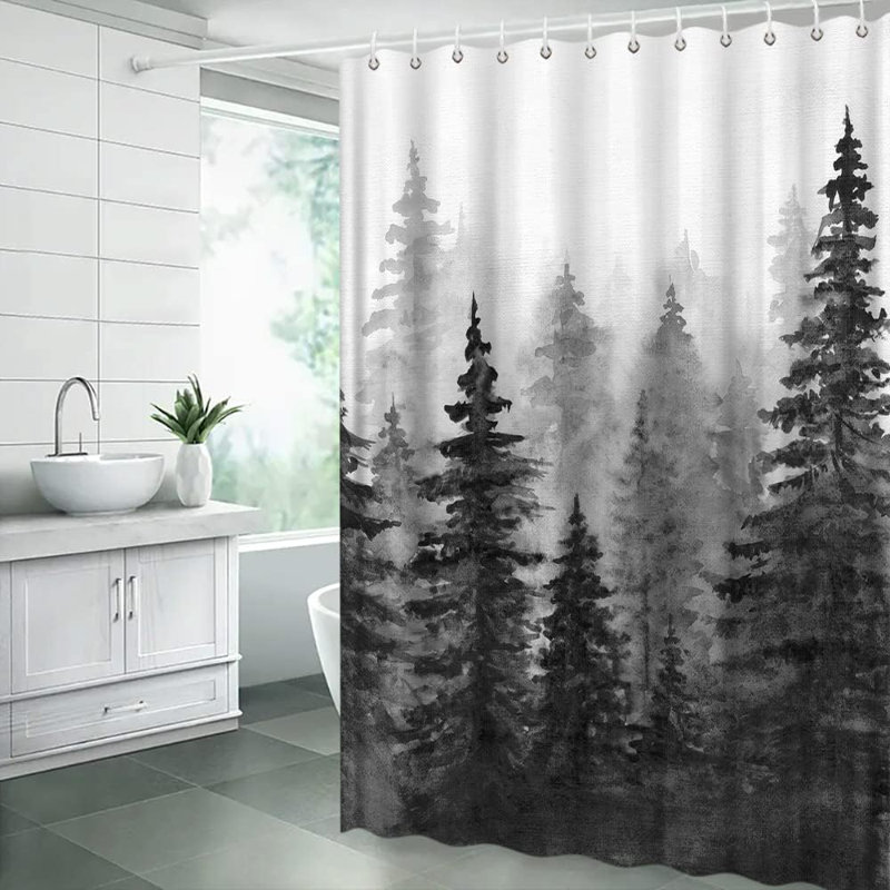 Rideau de douche Misty Forest, Toile grise