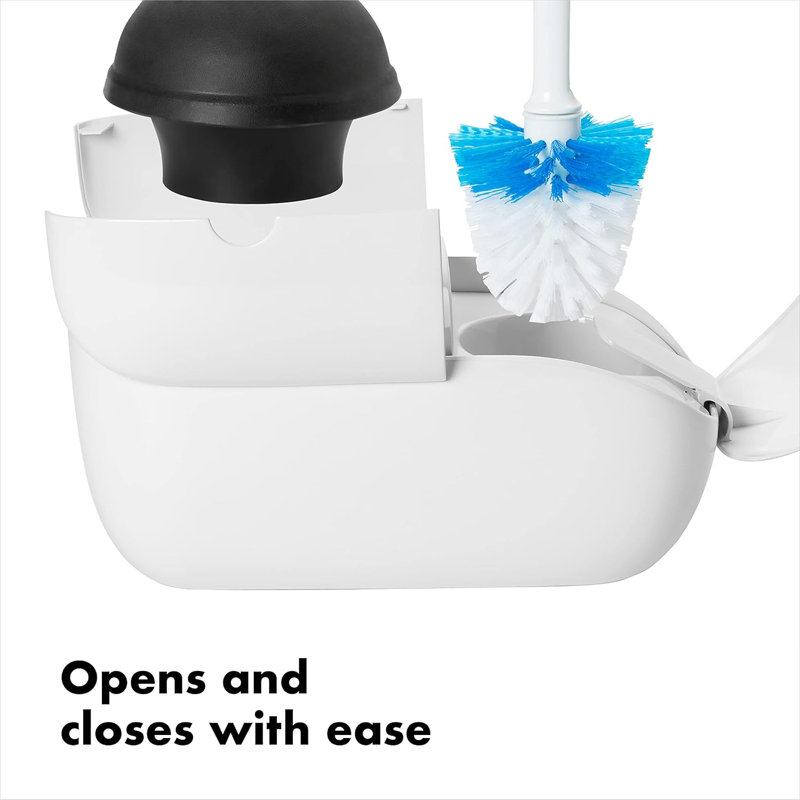 Toilet Brush And Plunger Combo, Automatic Door Open Or Close,White
