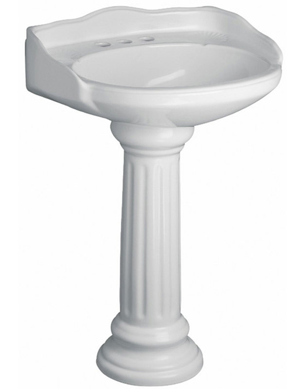 Victoria 26" White Ceramic Pedestal Bathroom Sink with Overflow
