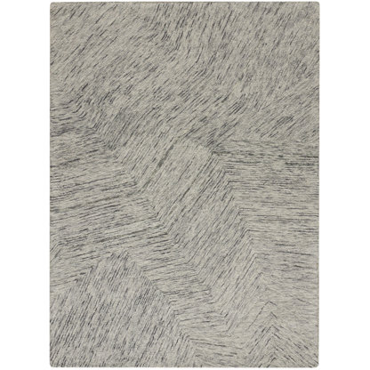 Pure Angles Outdoor Hand Tufted Abstract Area Rug in Gray/Ivory