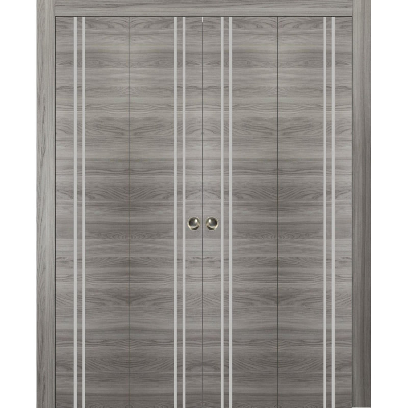 Portes coulissantes doubles pliantes pour placard 72 x 84 (4 x 18 x 84) Planum 0310 Frêne gingembre, rails robustes, moulures, garnitures, quincaillerie, bois massif, portes de placard de chambre
