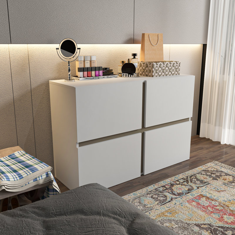 Strong 47" Wide Dresser with 4 Doors, Coffee Galaxy/White