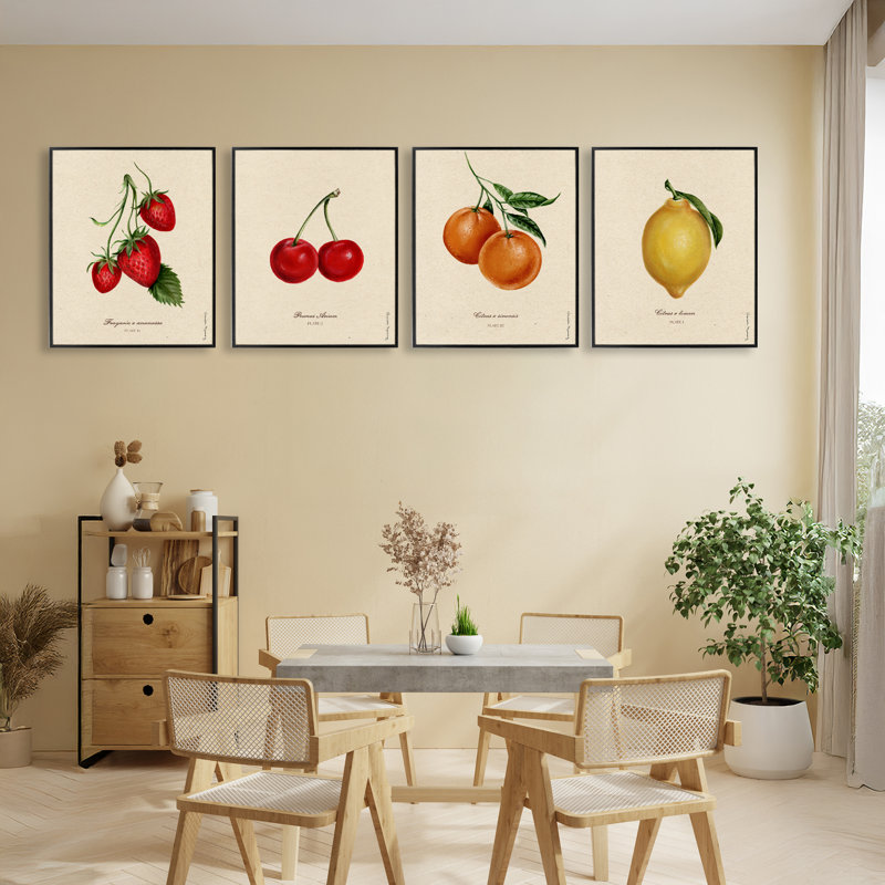 Ensemble de giclées encadrées vintage, 4 pièces, par Danielle Murray, H 20 po x l 16 po, Giclée encadrée noir minuit