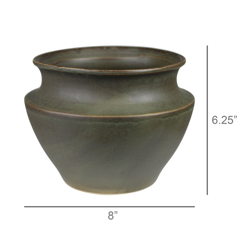 Addison Pot, Ceramic - Sm, Green, 6.25" H x 8" W x 8" D