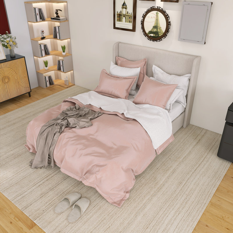 Lit tapissier Corduroy, Gris clair, Grand lit