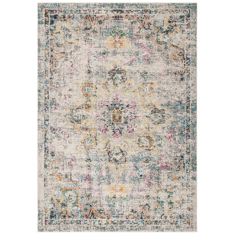 Felty Oriental Grey / Gold Area Rug, Rectangle 10' x 14'