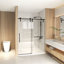 Porte de douche coulissante sans cadre de 56 à 60 po x 76 po H, verre trempé transparent de 5/16 po (8 mm), structure en acier inoxydable-129052954