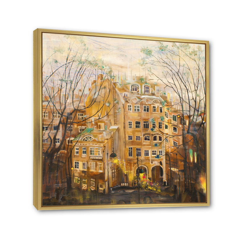 Jardin russe - Peinture sur toile, H 36 po x l 36 po x 1,5 po, Cadre flottant doré
