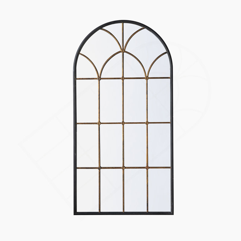 Arched Full-Length Mirror With Intricate Windowpane Design, Ideal For Enhancing Space And Creating A Focal Point In Any Room