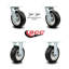 6 Inch Rubber on Aluminum Caster Set with Roller Bearings 2 Swivel Lock 2 Rigid/SCC-30CS620-RAR-BSL-2-R-2