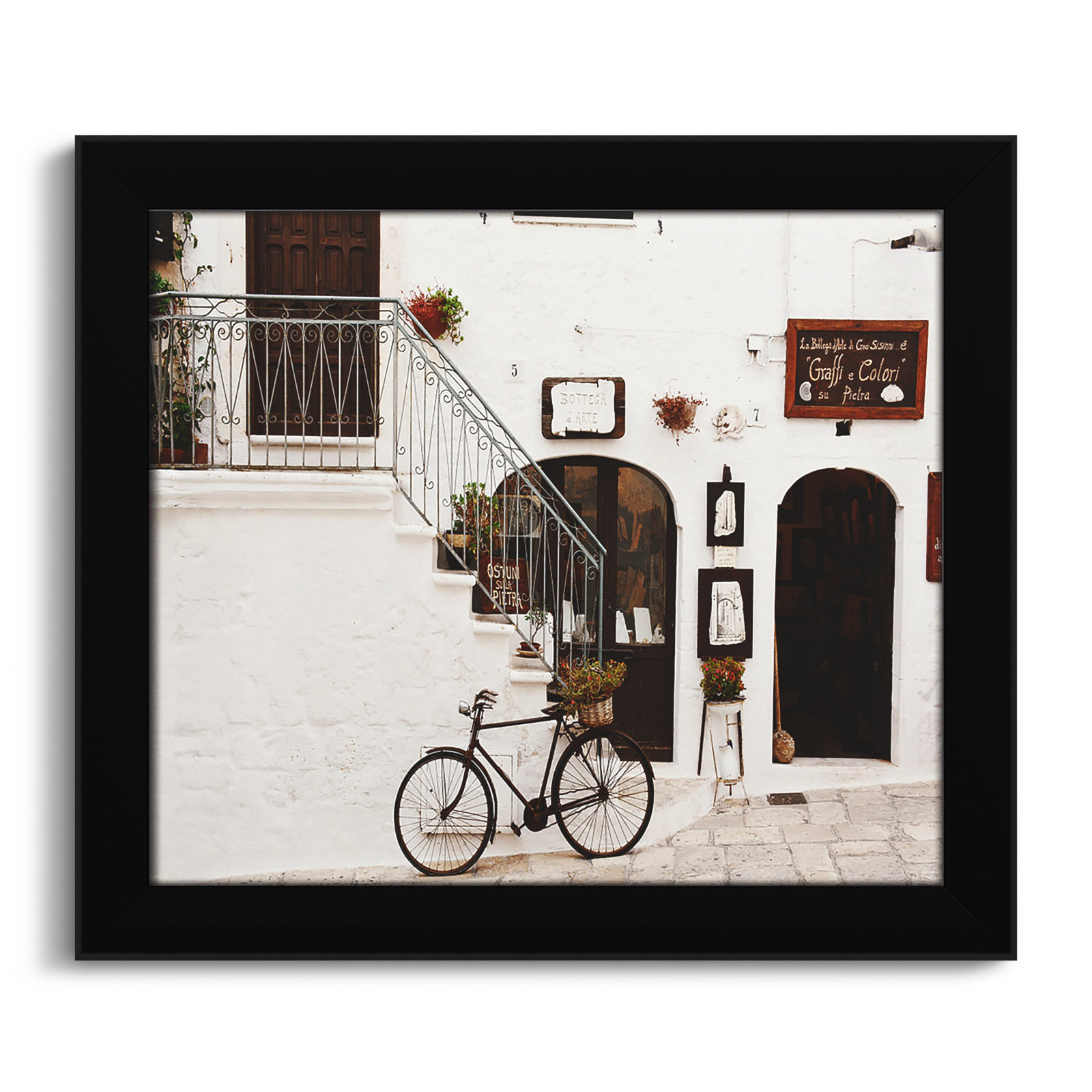 La Bottega D'arte by - Single Picture Frame Print, Black Framed, 14" H x 16" W x 0.75" D