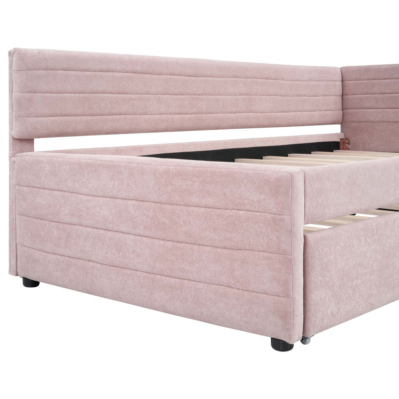 Lit de jour simple rembourré avec couchette, Rose