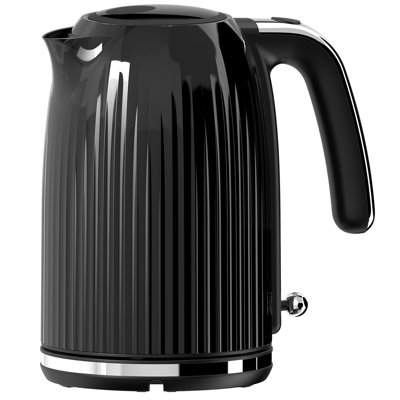 Electric Tea Kettles 1500W For Boiling Water, Retro 1.7L Stainless Steel Hot Water Boiler With Automatic Shut Off & Boil Dry Protection, Non BPA, Black