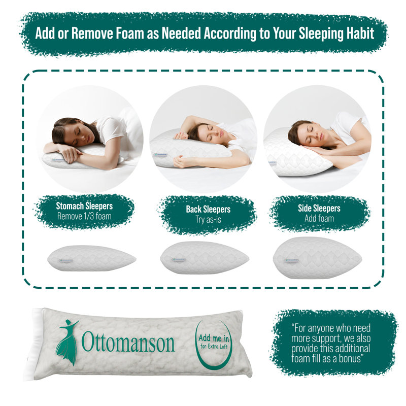 Ottomanson Queen Memory Foam Pillow with Microfiber Cover