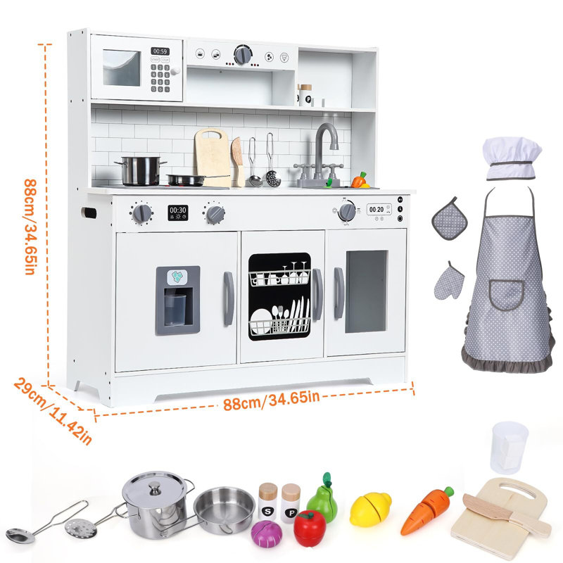 Wooden Play Kitchen - Kids Kitchen Playset