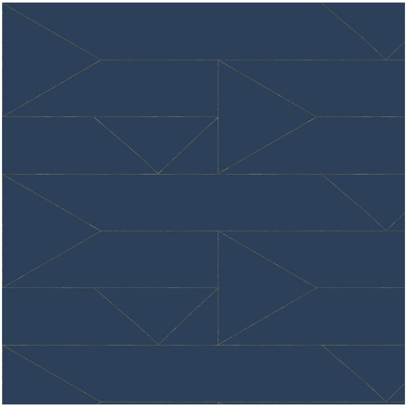 Flagged Geometric Peel & Stick Wallpaper Roll by Jamie Graney, Blue Italian/Gold Leaf