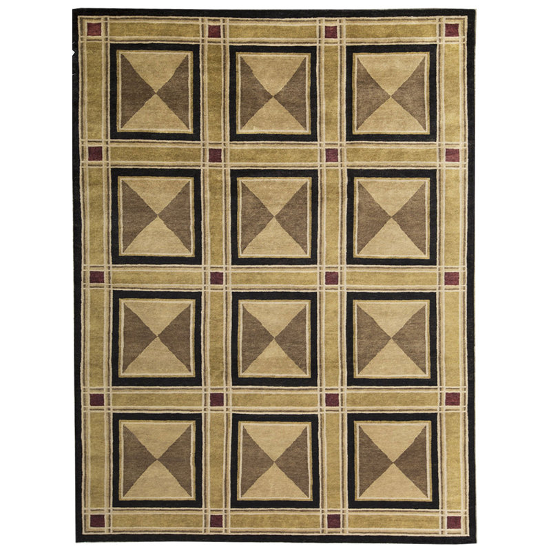 Himalayan Wool Geometric Area Rug in Beige