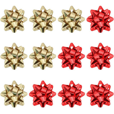 PMU Decorative Star Gift Bows Small 2in (12/Pkg) Pkg/1