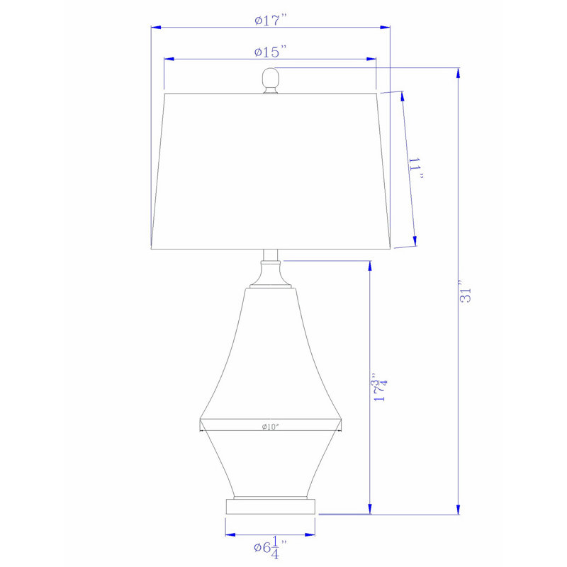 Lampe de table en verre 31 pouces avec gradateur, base géométrique, brun