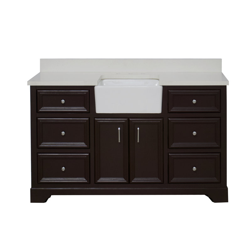 Emiliano 60" Single Bathroom Vanity Set, Chocolate, Quartz