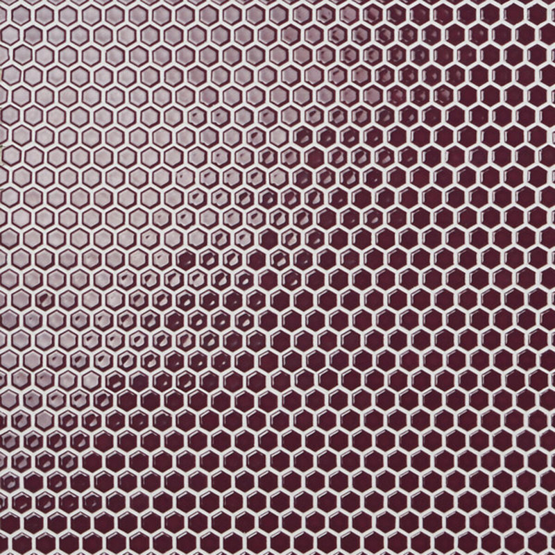 Eden 1" Rimmed Hexagon Polished Porcelain Mosaic Tile, Plum