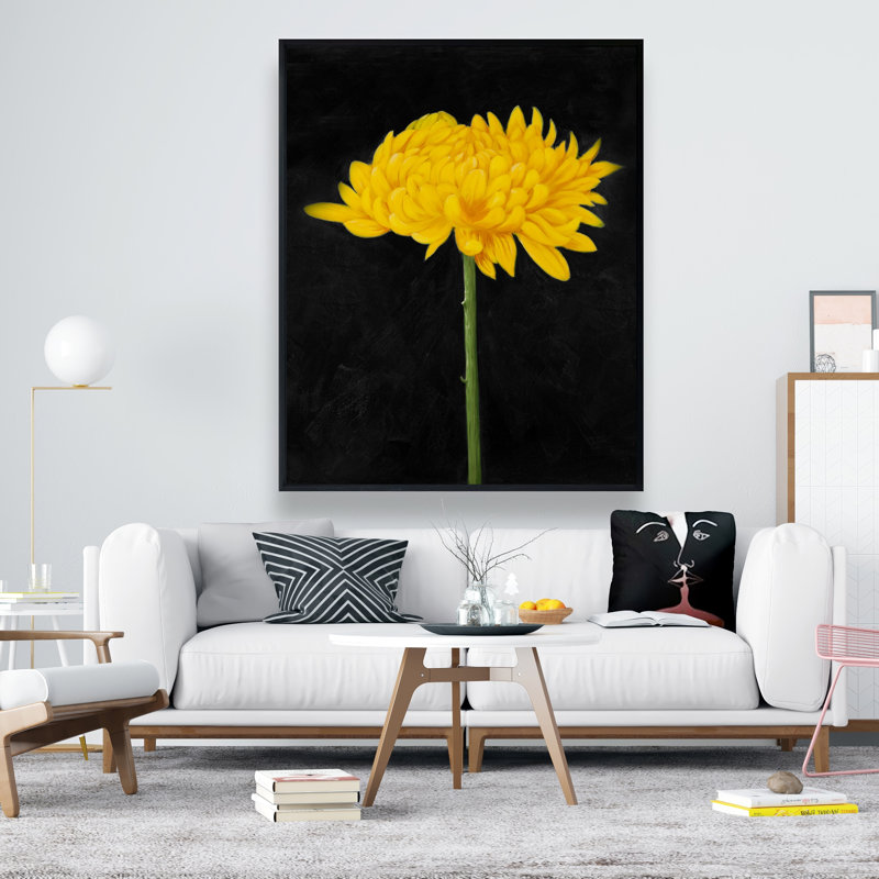 Chrysanthème - Art floral sur toile encadré pour la décoration du salon