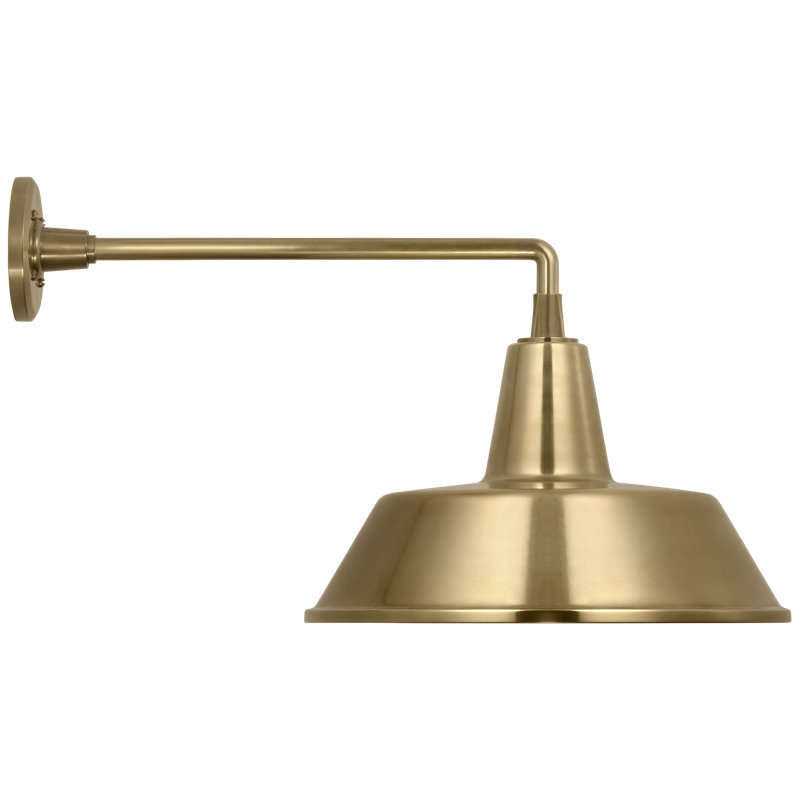 Thomas O'Brien, "Academy 17.5" Mack Barn Light in Hand-Rubbed Antique Brass with 12.5" Bowers Shade