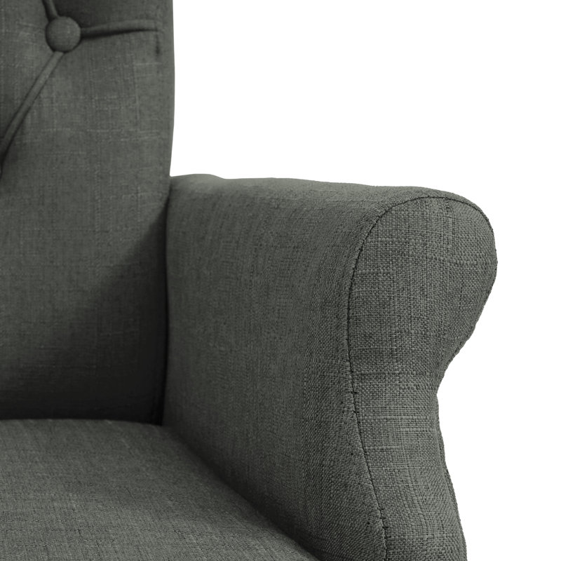 Amdad 41'' H Tufted Upholstered Parsons Chair, Dark Grey, Natural, Linen