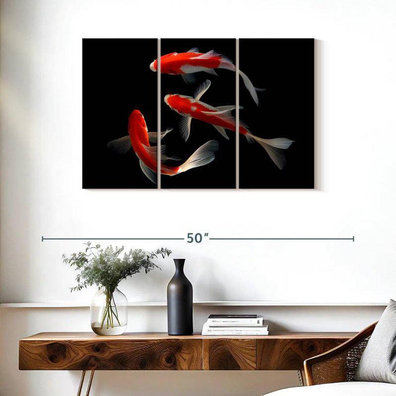 Koi Fish Trio, 24" H x 38" W