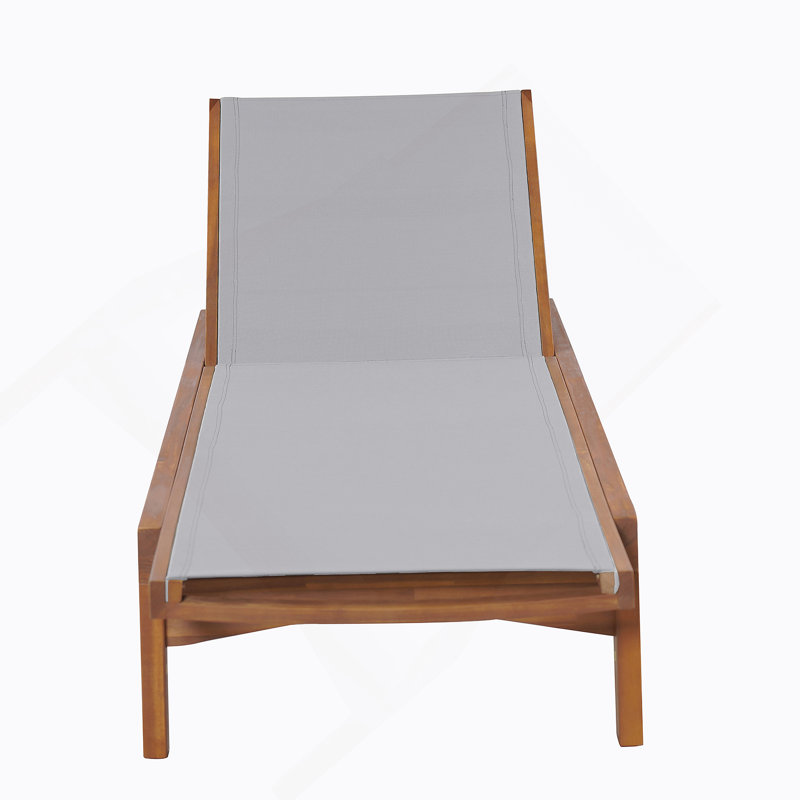 Chaise longue d'extérieur à structure en bois, Gris