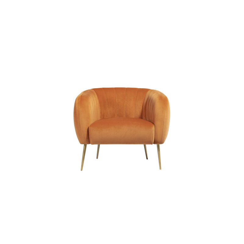 Aylin Velvet Barrel Chair, Orange