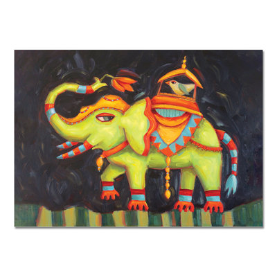 The Elephant and the Bird by Cindy Revell - Rectangle Painting