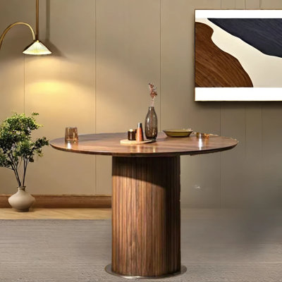 Solid Walnut Wood Round Dining Table.