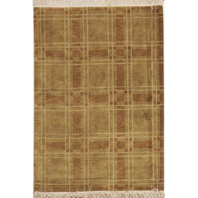 Wool Plaid Area Rug in Brown