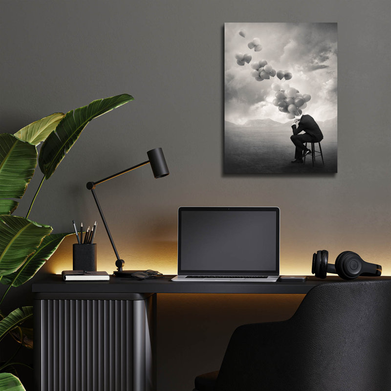 «Think» par Tommy Ingberg, art mural en verre acrylique, H 16 po x l 12 po x P 0,13 po