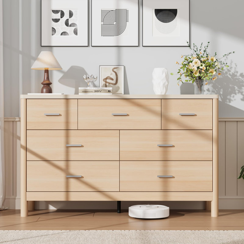 Commode 7 tiroirs Farmhouse, Beige