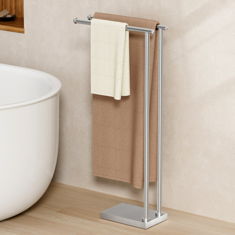 KES Bathroom Freestanding Towel Rack 37" H 2-Tier, Upgrade Steady Design, Fits Large Bath Towel, Pro-Grade 18/8 Stainless Steel Brushed Finish