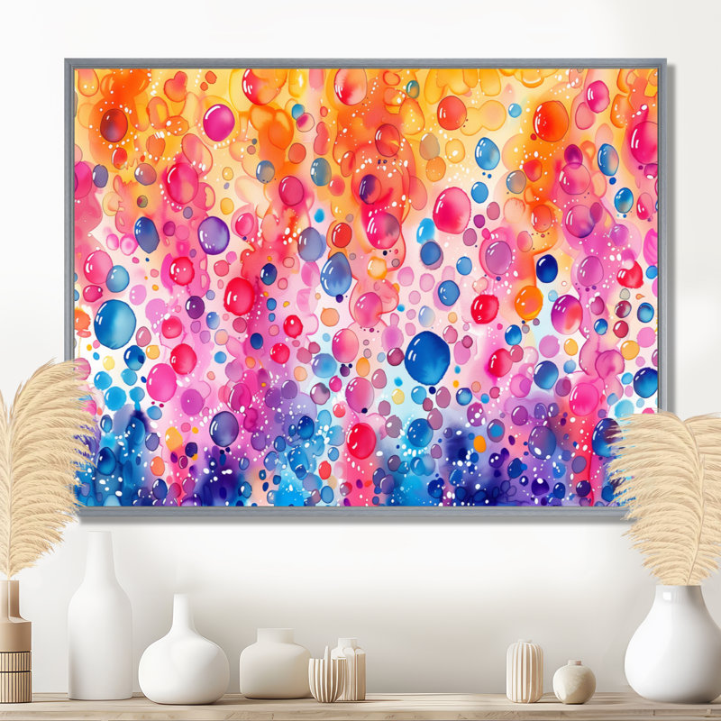 Pink Blue Aquariums Bubbles I - Aquariums Wall Decor, Silver Floater Framed, 12" H x 20" W