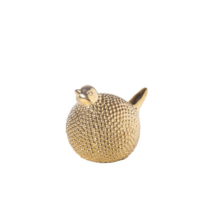 Ceramic Blubbery Bird Figurine Gloss Finish Gold