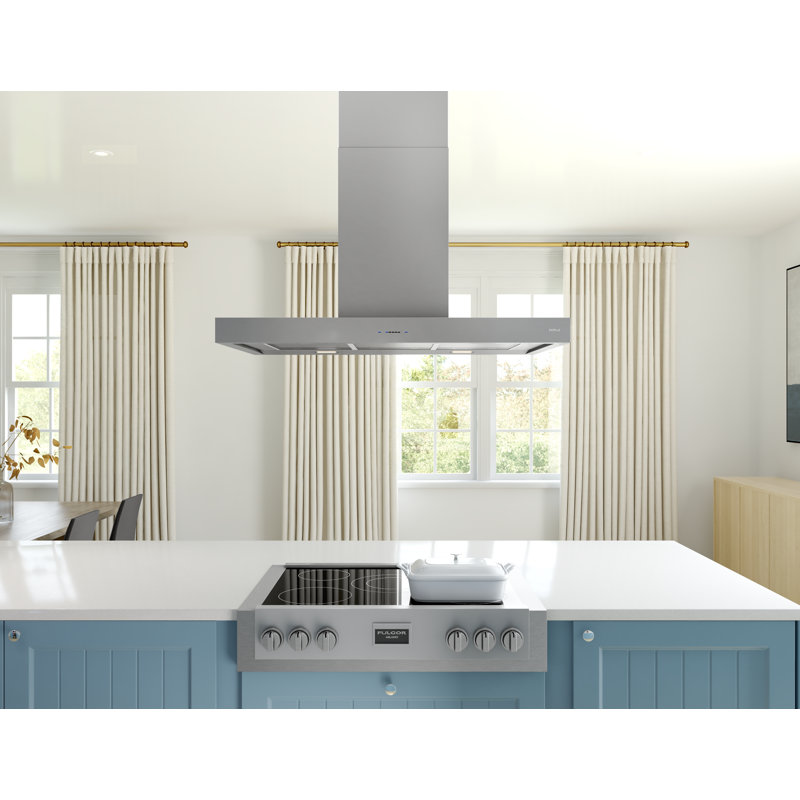 Zephyr Roma 36 in. 600 CFM Island Mount Range Hood with LED Light in Stainless Steel